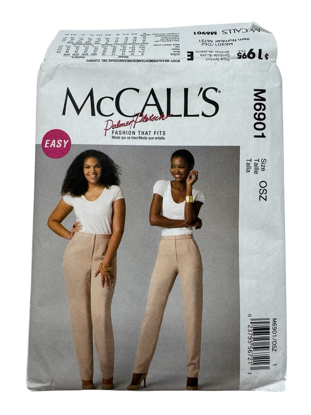 MCCALLS Palmer Pletsch Career Dress Pants Pattern Size OSZ Uncut M6901 Straight